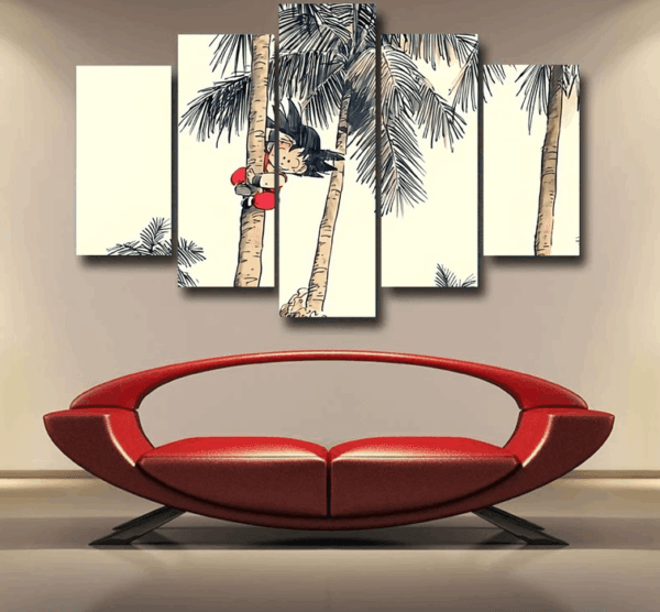 Palm Tree Cute Kid Goku Master Roshi Vintage Beige Epic 5pc Canvas