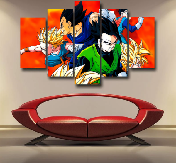 Dragon Ball Goku Super Saiyan 3 Vegeta Gohan Trending Design Epic 5pc Canvas