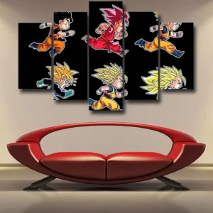 Dragon Ball Anime Son Goku All Form Transformation Epic 5pc Canvas