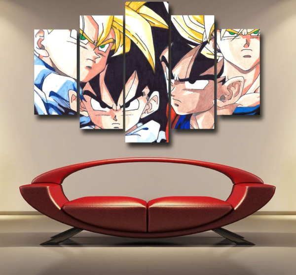 Dragon Ball Goku Vegeta Trunks Gohan Super Saiyan Cool Trending Design Epic 5pc Canvas