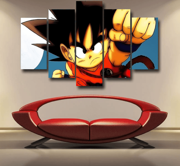 Young Goku Kid Flying Cloud Fight 3D Dragonball Epic 5pc Canvas