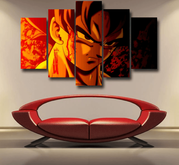 Dragon Ball Z Pissed Serious Son Goku Dope Orange Epic 5pc Canvas