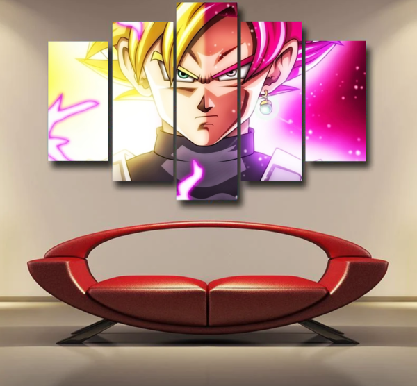 DBZ Goku God Half Rose and Golden Portrait Dope Design Epic 5pc Canvas