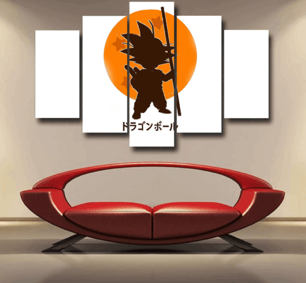 Dragon Ball Z Kid Goku Shadow Logo White Epic 5pc Canvas