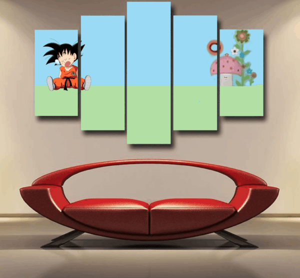 Dragon Ball Goku Kid Cute Day Dreamer Sleeping Anime Design Epic 5pc Canvas