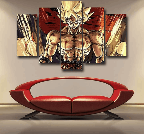 Powerful Goku Super Saiyan 2 Transformation SSJ2 Epic 5pc Canvas