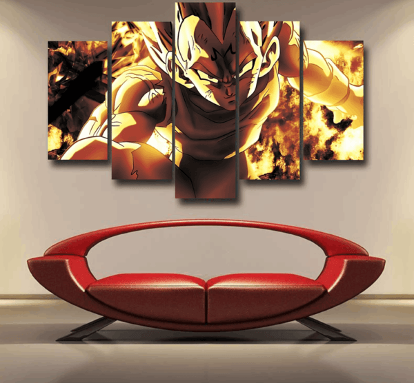 Dragon Ball Z Dope Majin Vegeta Grin Yellow Aura Epic 5pc Canvas