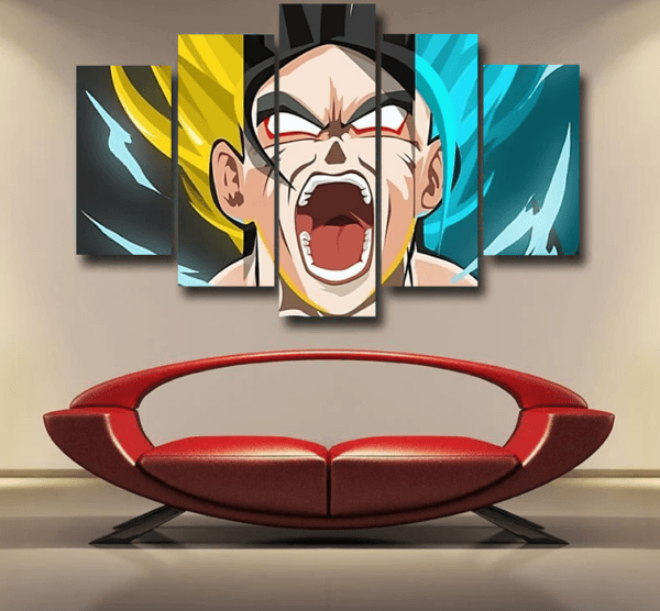 Dragon Ball Goku Super Saiyan Triple Blue God SSGSS Hand Drawing Style Epic 5pc Canvas