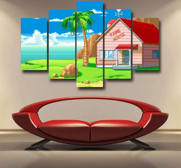 Dragon Ball Master Roshi's Kame House Cartoon Style Epic 5pc Canvas