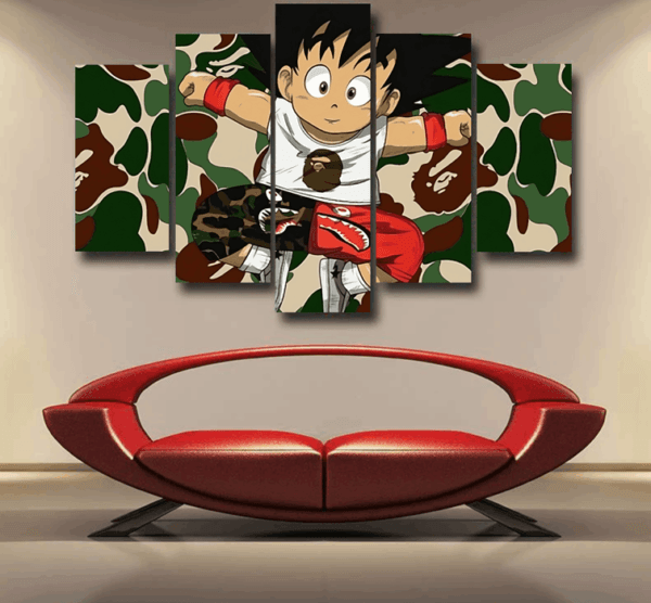 Dragon Ball Jumping Kid Goku Camouflage Epic 5pc Canvas