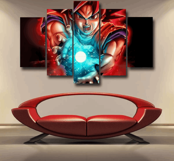 Awesome Red Hair Goku DBZ Epic 5pc Canvas