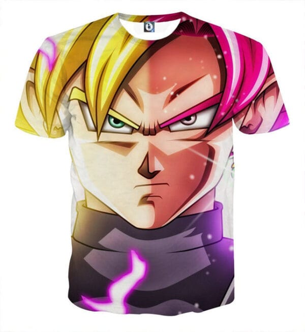 DBZ Goku God Half Rose & Golden Portrait Dope Design T-shirt