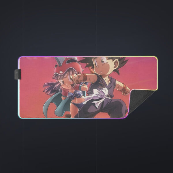 Kid Goku & Chichi Flying on Golden Cloud 3D  cool LED  Mouse Pad