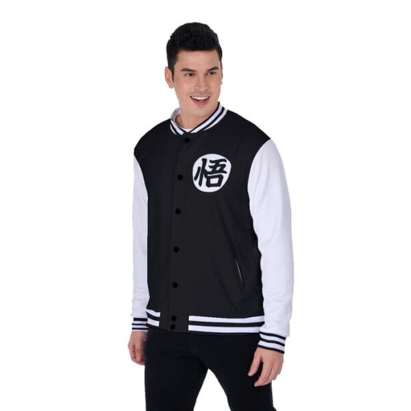 Dragon Ball Goku Mandarin Collar Black Bomber Baseball Varsity Jacket