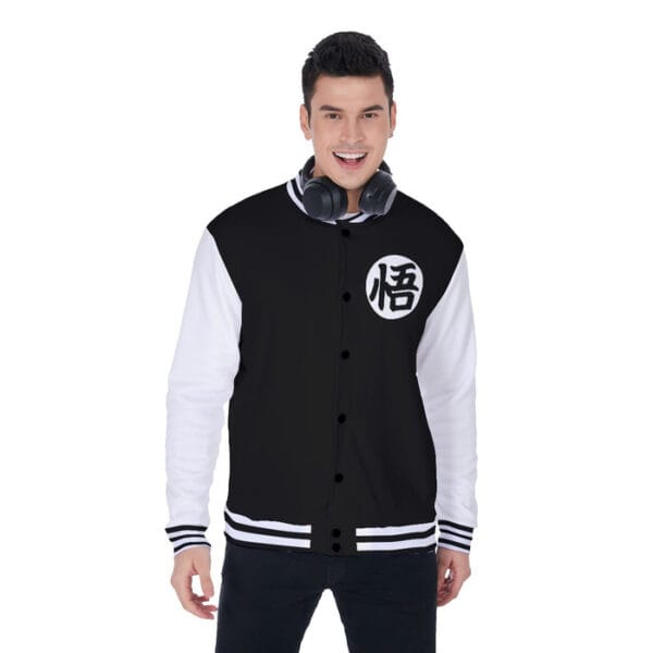 Dragon Ball Goku Mandarin Collar Black Bomber Baseball Varsity Jacket