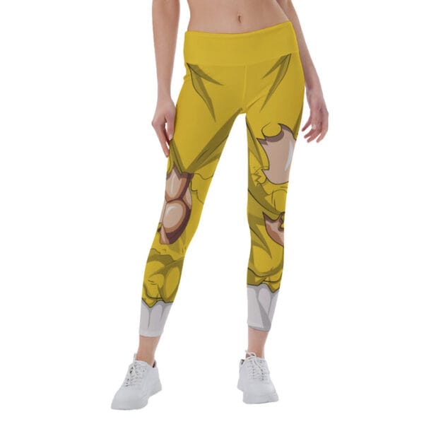 Dragon Ball Super Yellow Ripped Warrior Yoga Leggings