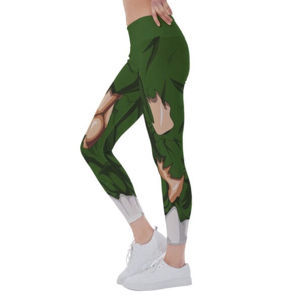 Dragon Ball Super Dark Green Ripped Warrior Yoga Leggings