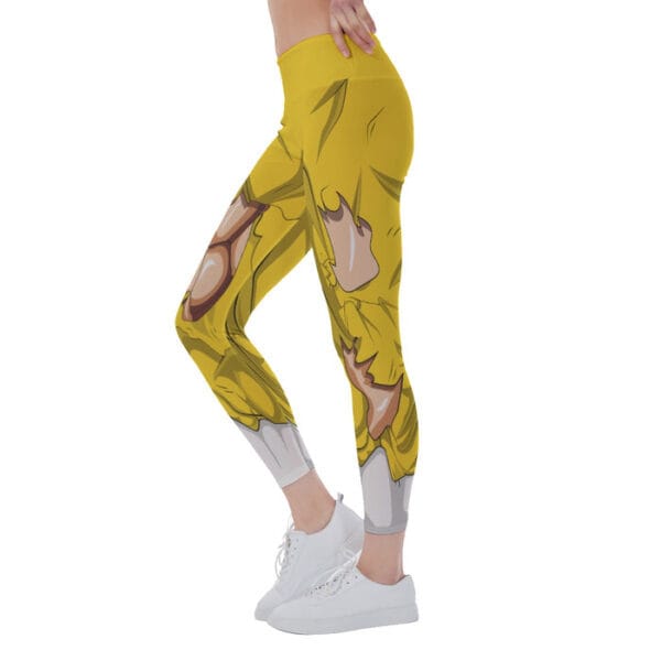 Dragon Ball Super Yellow Ripped Warrior Yoga Leggings