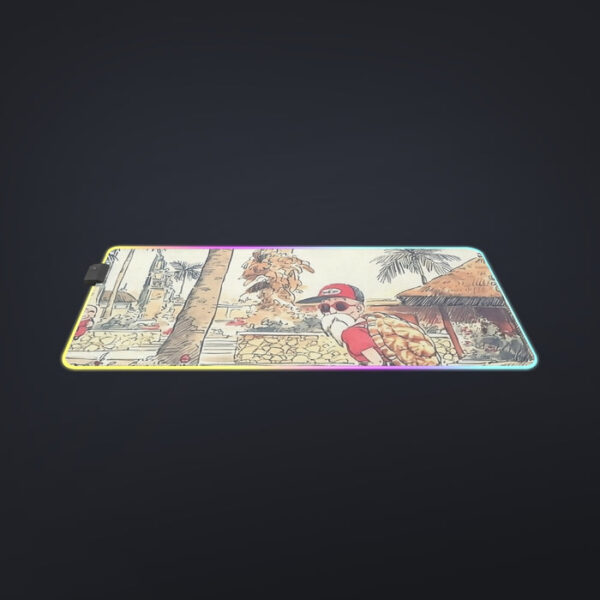 Palm Tree Cute Kid Goku Master Roshi Vintage Beige cool LED Mouse Pad