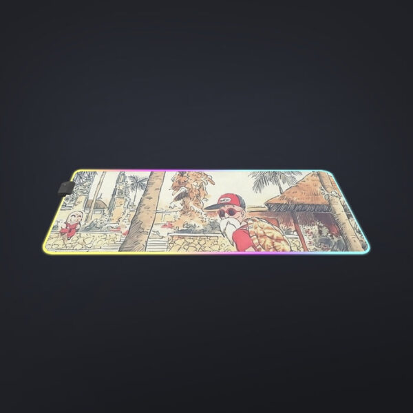 Palm Tree Cute Kid Goku Master Roshi Vintage Beige cool LED Mouse Pad