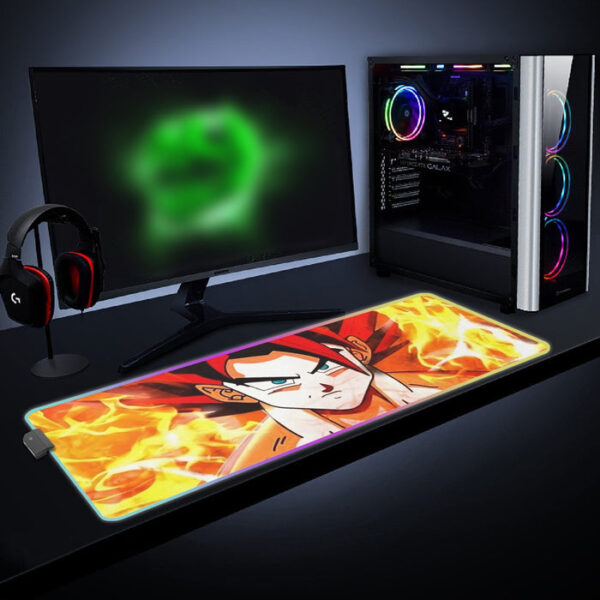 Dragon Ball Goku Super Saiyan Rose Flaming Fan Art Cool LED Mouse Pad