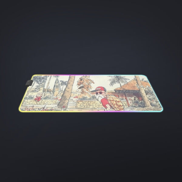 Palm Tree Cute Kid Goku Master Roshi Vintage Beige cool LED Mouse Pad