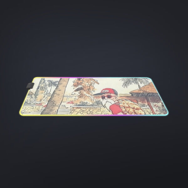 Palm Tree Cute Kid Goku Master Roshi Vintage Beige cool LED Mouse Pad