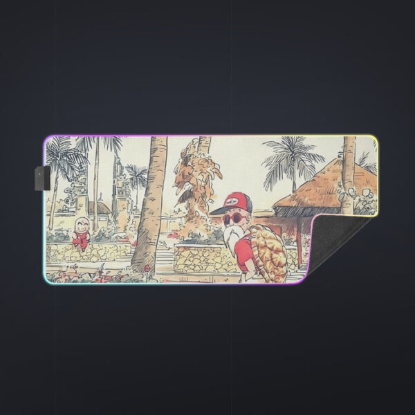 Palm Tree Cute Kid Goku Master Roshi Vintage Beige cool LED Mouse Pad