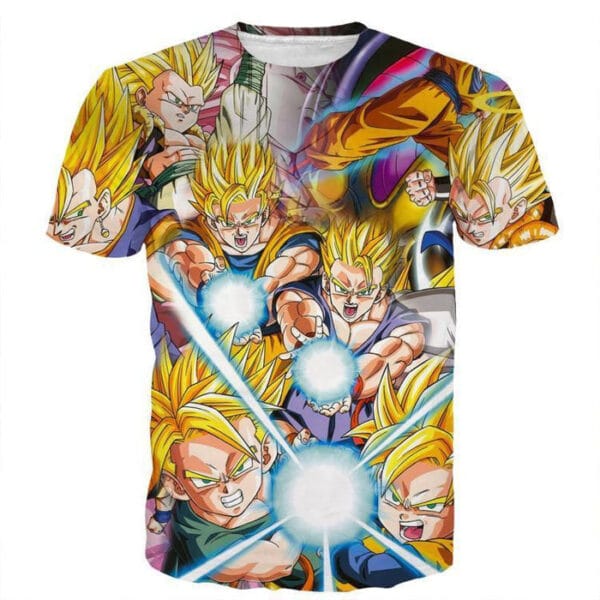 DBZ Goku Gohan Goten Super Saiyan Kamehameha Color Design T-Shirt