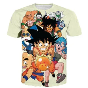 DBZ Kid Goku Master Roshi Bulma Krillin Chasing Dragon Ball Funny T-Shirt