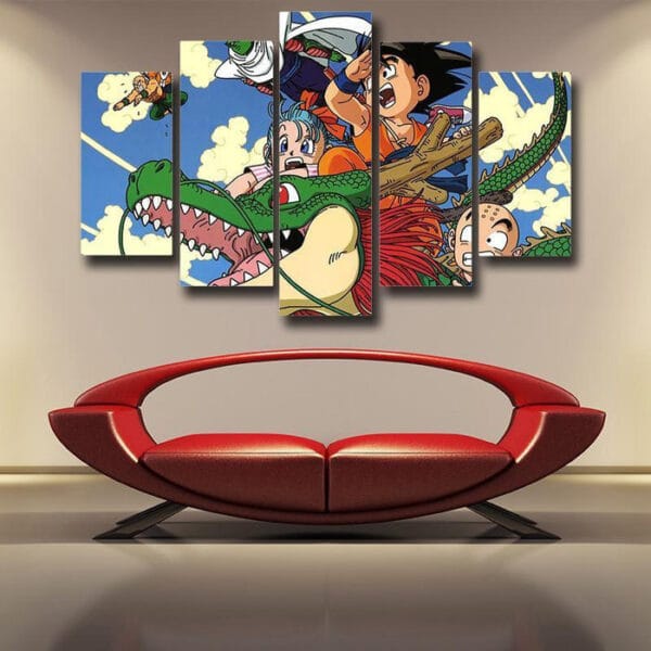 Dragon Ball Canvas  Kid Goku Krillin Bulma Riding Shenron