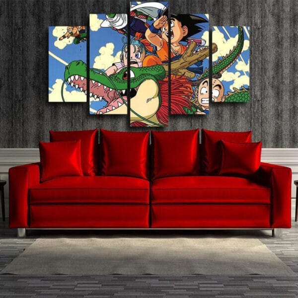 Dragon Ball Canvas  Kid Goku Krillin Bulma Riding Shenron