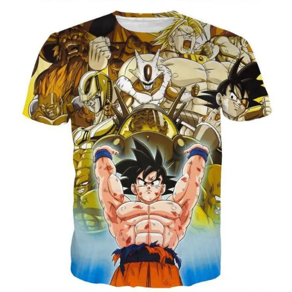 DBZ Goku Spirit Bomb Destroy Villains Cooler Broly Namek Golden T-Shirt