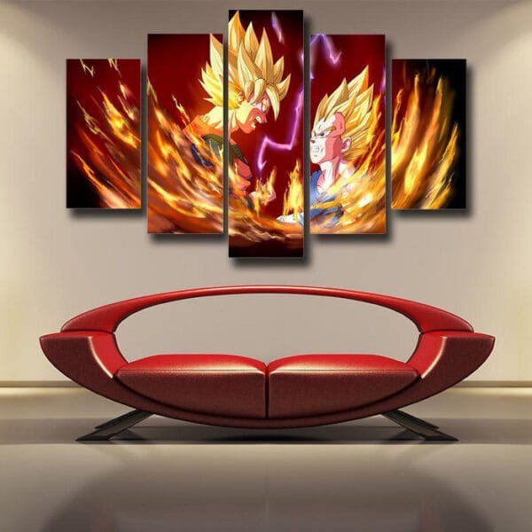 Dragon Ball Z  SSJ2 Goku Vs SSJ2 Vegeta Fire Canvas