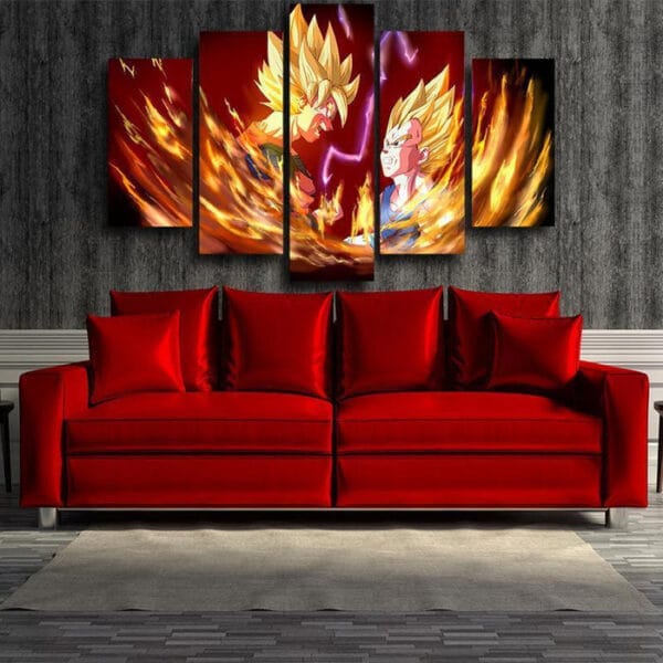 Dragon Ball Z  SSJ2 Goku Vs SSJ2 Vegeta Fire Canvas