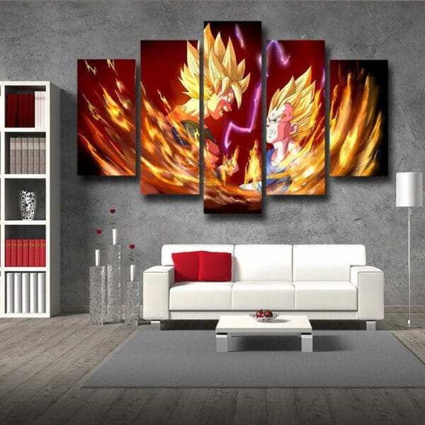 Dragon Ball Z  SSJ2 Goku Vs SSJ2 Vegeta Fire Canvas