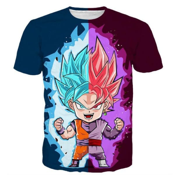 DBZ Goku Zamasu SSGSS God Blue Rose Super Saiyan Chibi T-Shirt