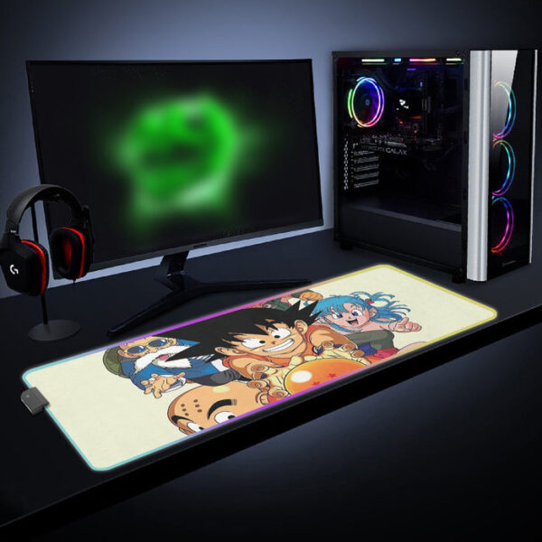 DBZ Kid Goku Master Roshi Bulma Krillin Chasing Dragon Ball Funny cool LED Gaming Mouse Pad