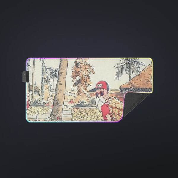 Palm Tree Cute Kid Goku Master Roshi Vintage Beige cool LED Mouse Pad